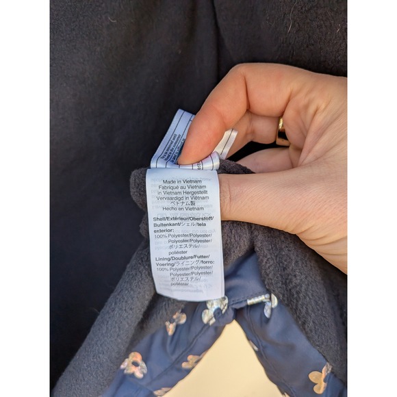 Crewcuts Everyday JCrew Girls Navy and Silver Floral Puffer Coat Size 10 - Picture 6 of 9